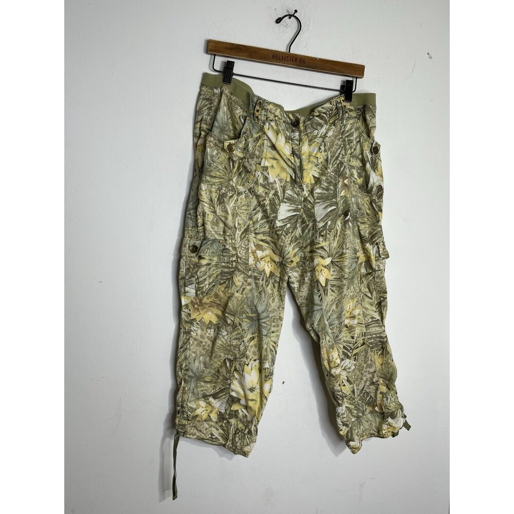 Chicos Hawaiian Safari Convertible Cinch Pants Floral Botanical Sz 2.5 / 14 / L